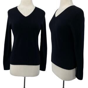 Vintage Casual Corner Cashmere Sweater V Neckline Pullover Black Womens Medium